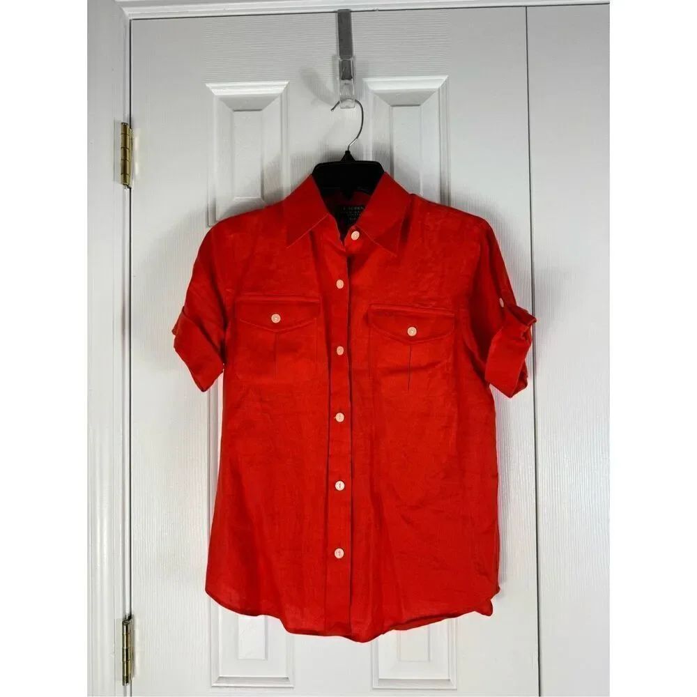 Lauren Ralph Lauren Womens Linen Blouse Size P/P
